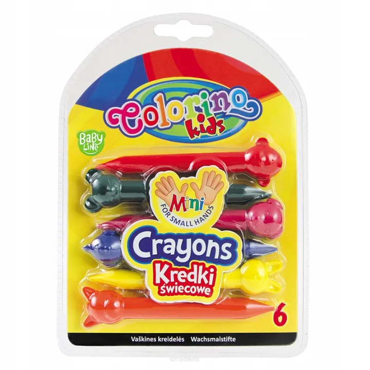 Kredki Świecowe Zwierzątka Mini 6 Kolorów Crayons Colorino  SmartKleks.pl