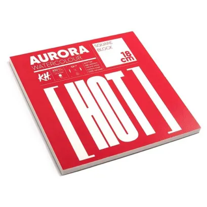 Blok do akwareli AURORA Hot pressed 300g/m2 18x18cm