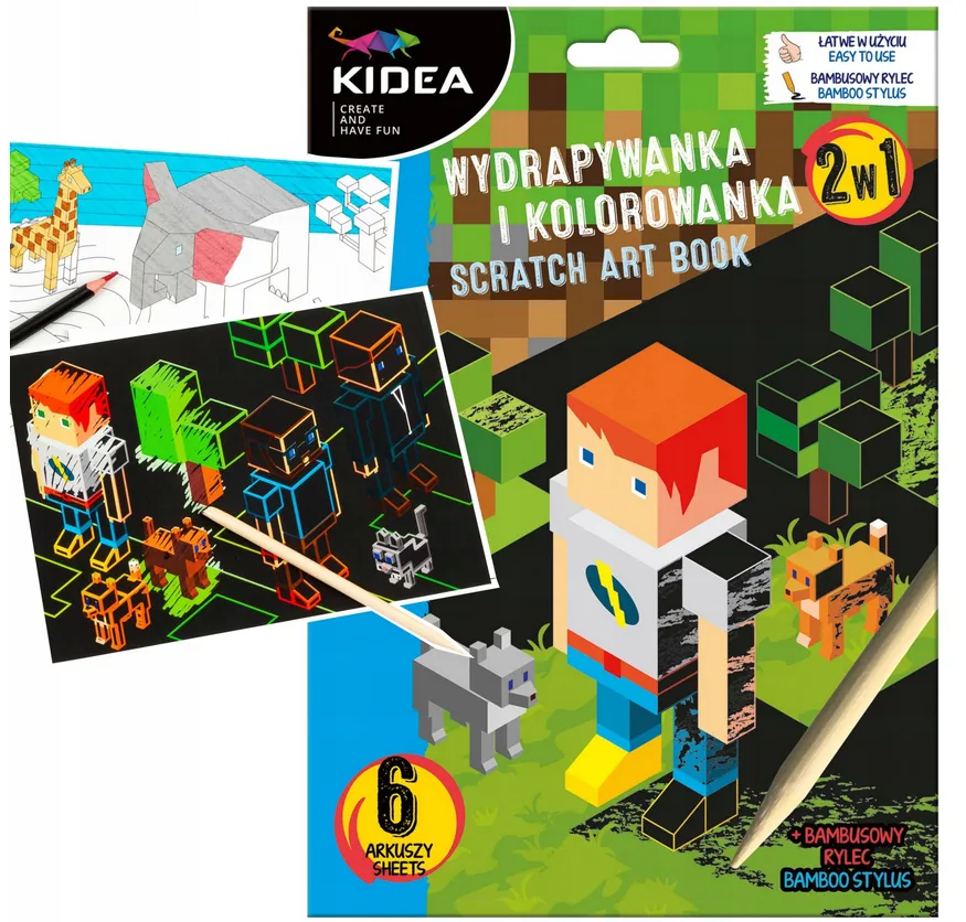 Wydrapywanka i Kolorowanka 2w1 Kidea Minecraft smartkleks.pl