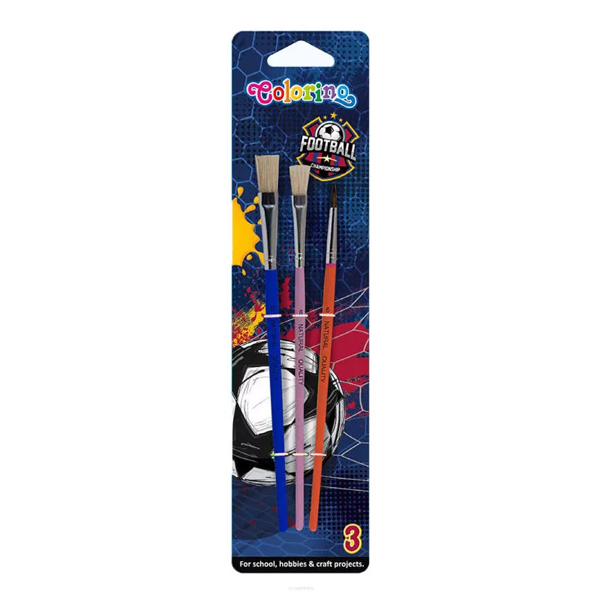 Pędzelki szkolne Colorino 3 sztuki w zestawie Football SmartKleks.pl