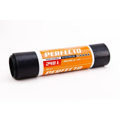 PERFECTO Worki na śmieci LDPE czarne 240 l, 10szt