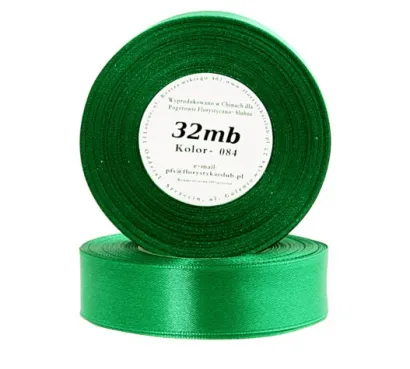Wstążka Satynowa 25mm/32m Zielona Trawa
