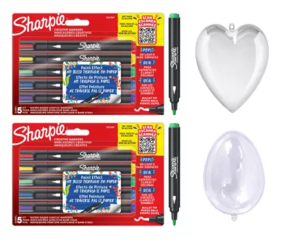 2 Zestawy Markerów Akrylowych Sharpie + jajko i serce do zdobienia