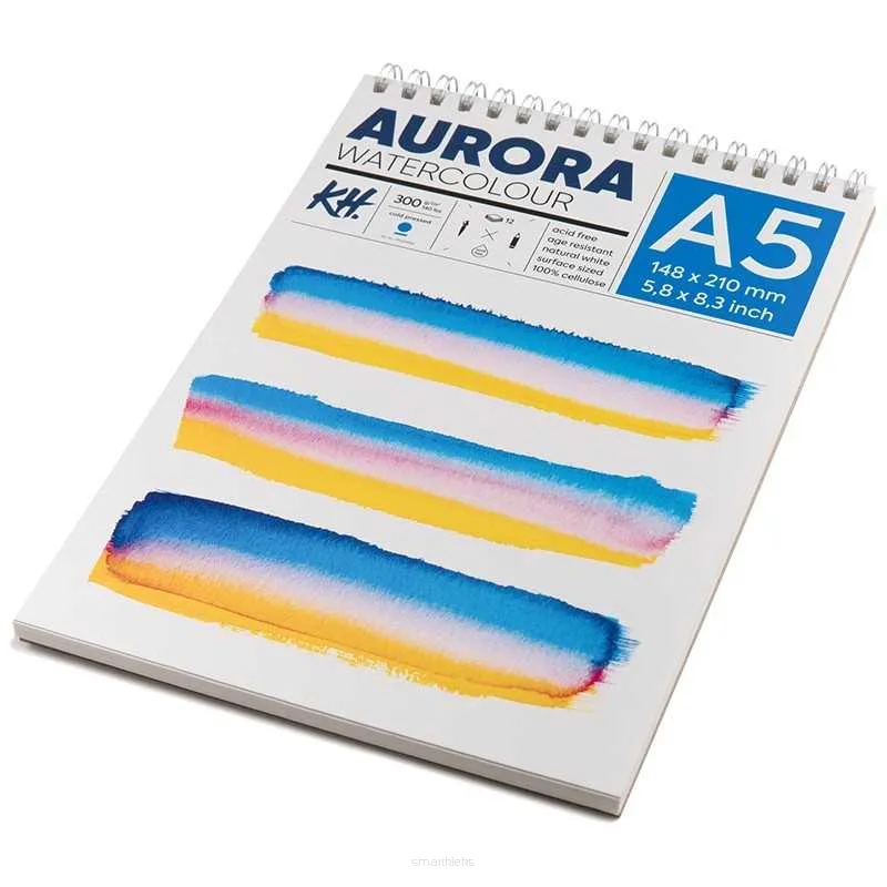 Blok do akwareli AURORA Cold Pressed 300g/m2 A5 na spirali