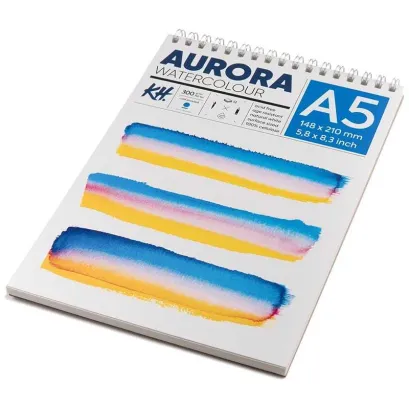 Blok do akwareli AURORA Cold Pressed 300g/m2 A5 na spirali