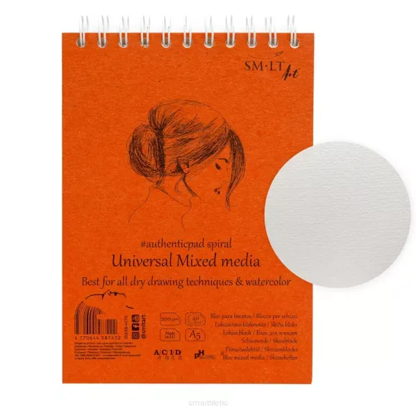 Blok SMLT Art Universal Pad Mixed Media 200 gsm 40 ark. szkicownik A5 Spirala