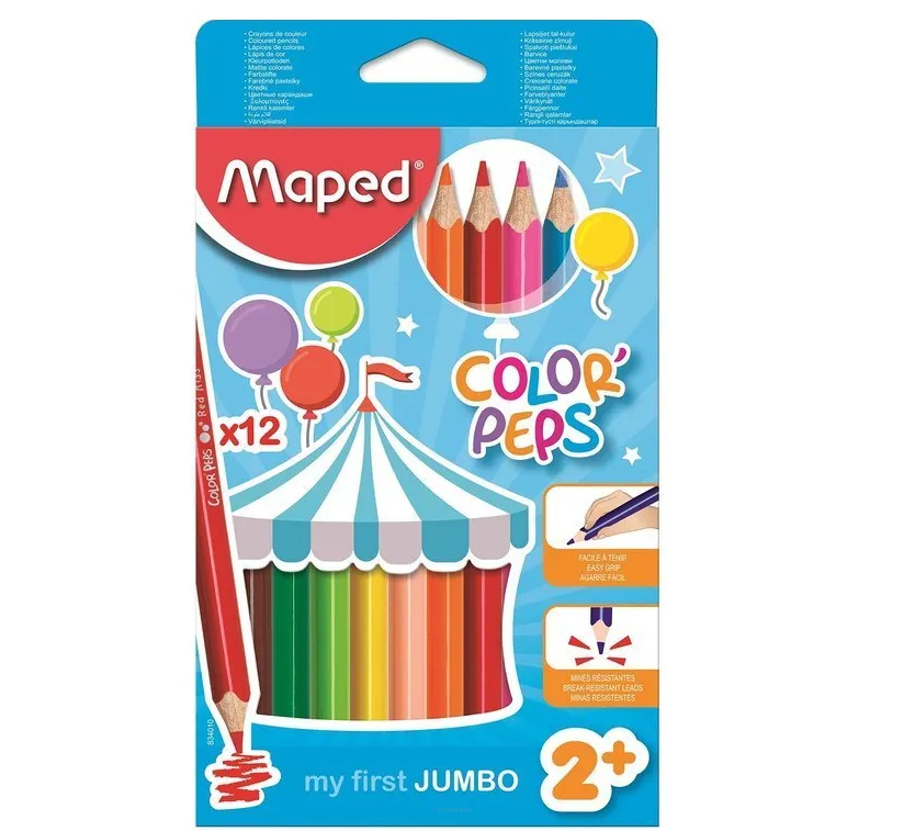 Kredki Ołówkowe Jumbo  MAPED Color Peps 2+, 12 szt.