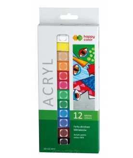 Farby Akrylowe Happy Color 12 szt, 12 ml
