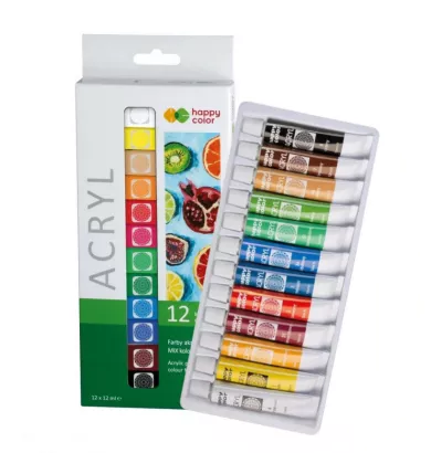 Farby Akrylowe Happy Color 12 szt, 12 ml