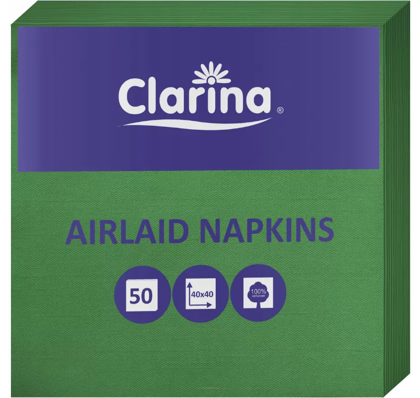 Serwetki Flizelinowe Ciemna Zieleń 40x40 50szt Clarina
