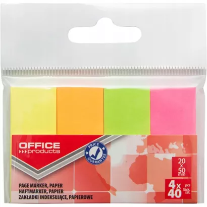 Zakładki Indeksujące Papierowe 4x40 Zakładek Neonowe Office Products