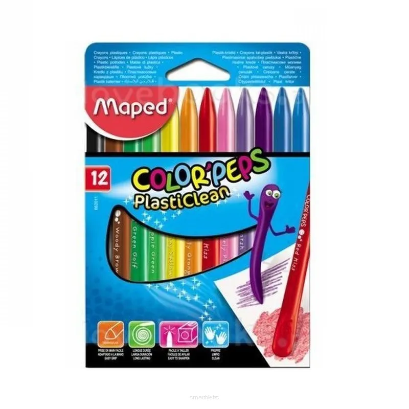 Kredki plastikowe Maped Color'Peps PlastiClean 12 kolorów smartkleks.pl