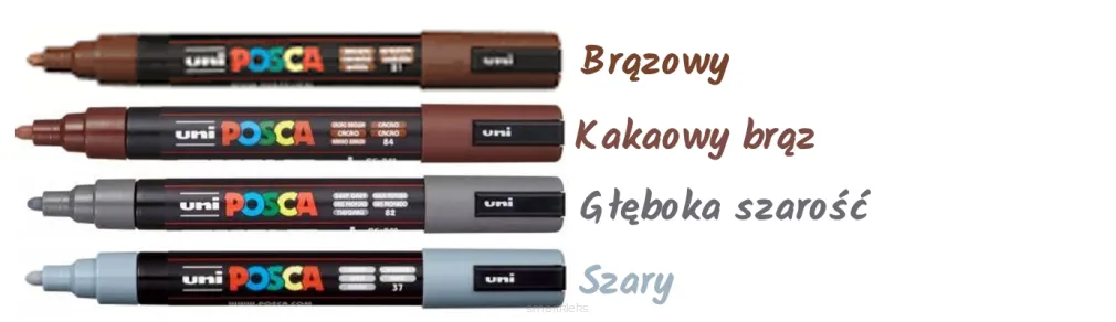 Zestaw Pisaki Posca PC-5M Brązy I Szarości 4 Kolory SmartKleks.pl