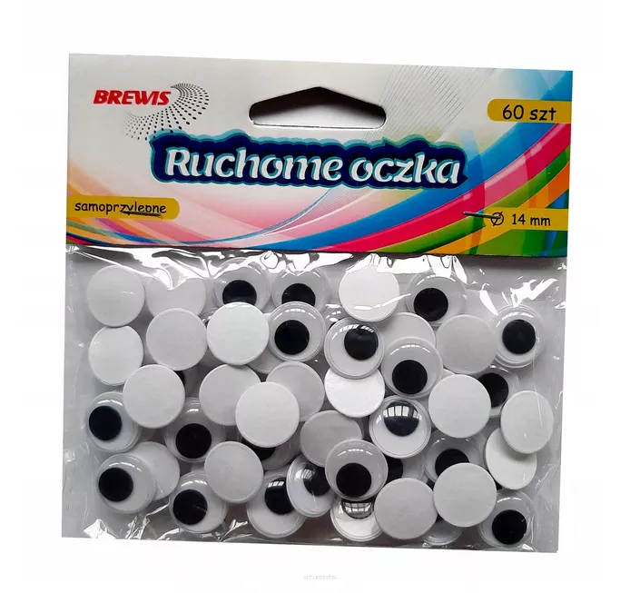 Ruchome Oczka Samoprzylepne 14mm 60szt Brewis