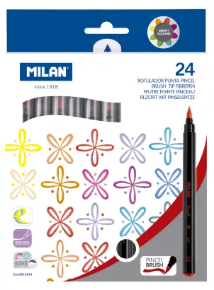 Flamastry Z Pędzelkiem Milan 24 Kolory