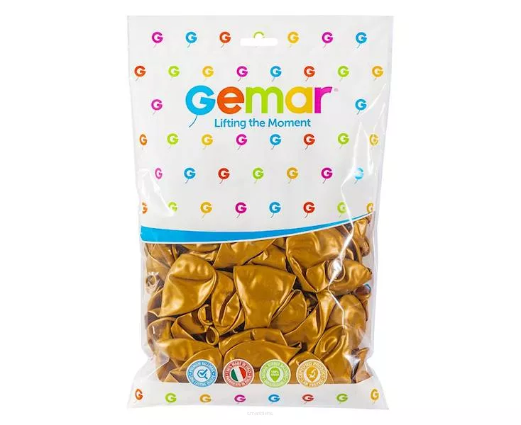 Balony 100 sztuk Metalizowane Złote Gemar