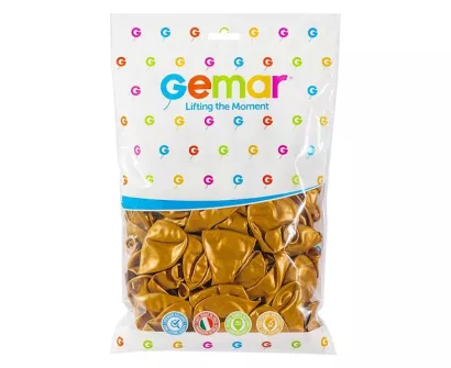 Balony 100 sztuk Metalizowane Złote Gemar