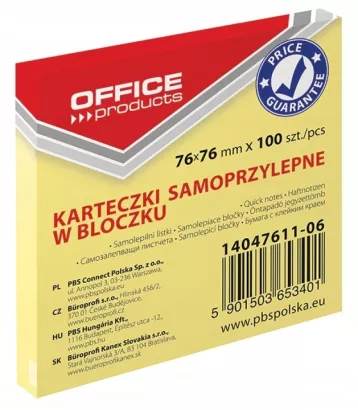 Karteczki Samoprzylepne w Bloczku 100 sztuk Żółte