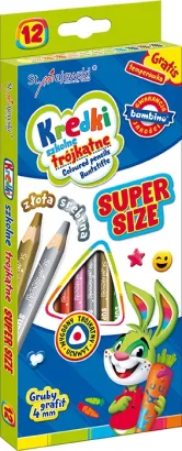 Kredki Ołówkowe Trójkątne Bambino Super Size 12 kolorów