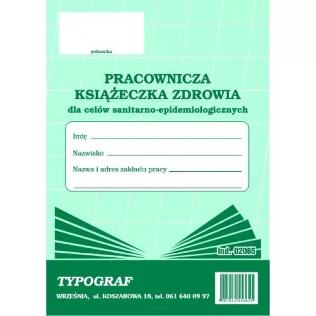 Pracownicza Książeczka Zdrowia Sanitarno - Epidemiologiczna Typograf