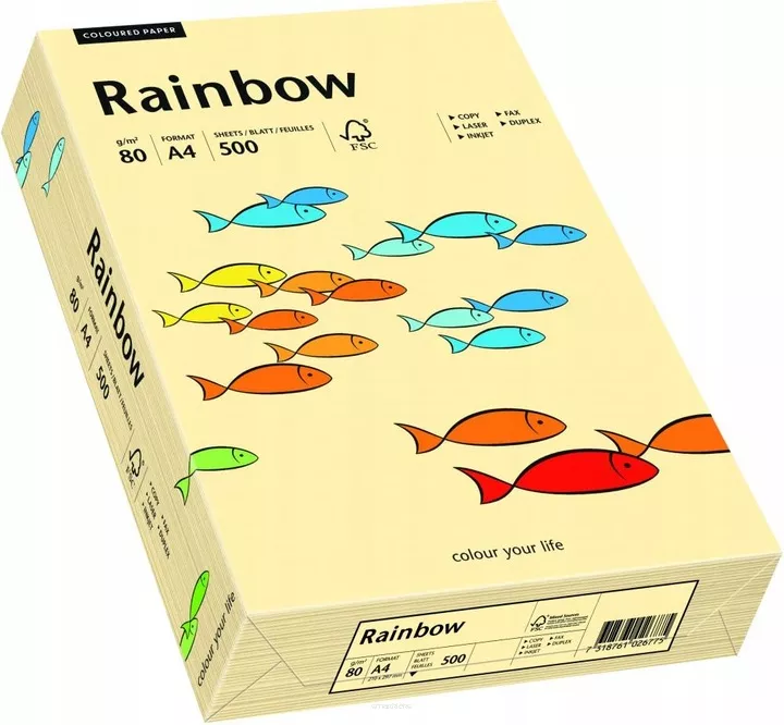 Papier Ksero Kość Słoniowa A4 80g 500 Arkuszy Rainbow  SmartKleks.pl