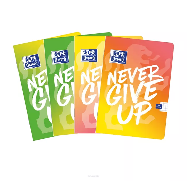 5 szt. Brulion Oxford A5/96k Kratka Komplet Never Give Up