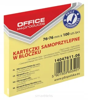 12 x Karteczki Samoprzylepne w Bloczku Żółte 76x76mm smartkleks.pl