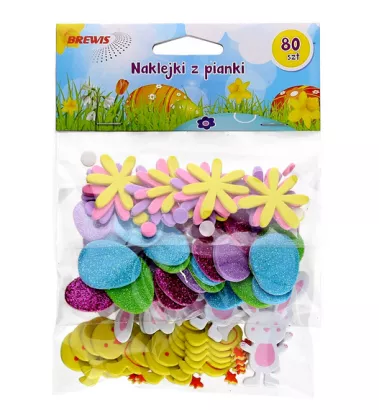 Naklejki z Pianki Wielkanoc 80szt Brewis PVE03