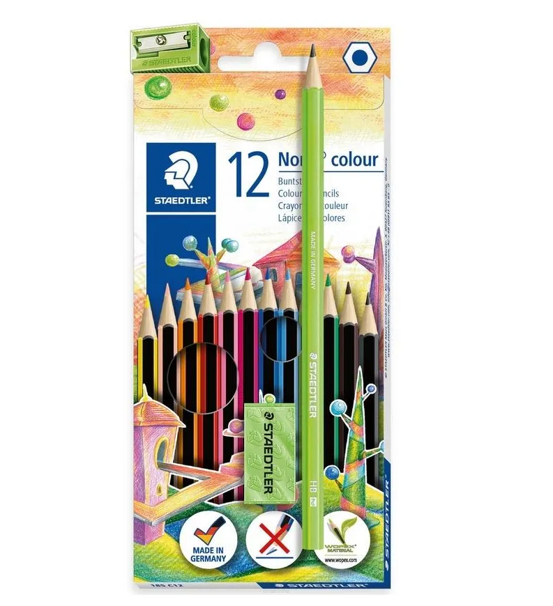 Kredki ołówkowe Staedtler Noris Colour 12 kolorów + Ołówek + Temperówka
