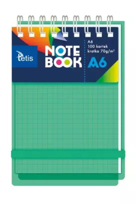 Tetis Kołonotatnik A6 PP zielony kratka 100 kartek