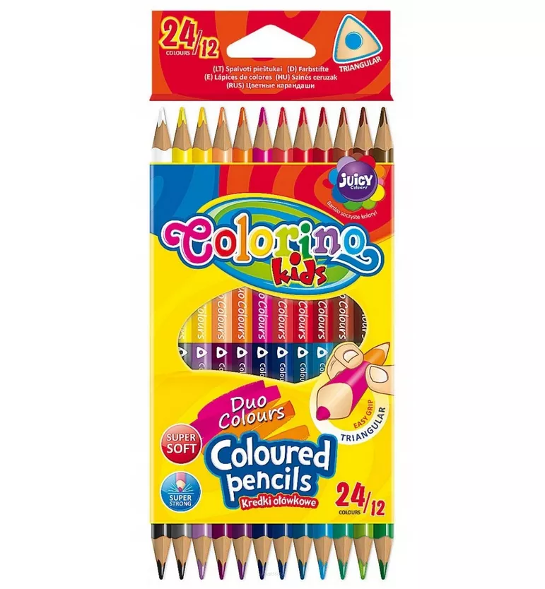 Kredki Ołówkowe Trójkątne Colorino Dwustronne 12 sztuk/24 kolory
