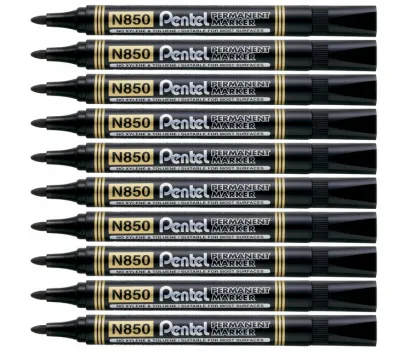 10 x MARKER PERMANENTNY PENTEL N850 OKRĄGŁY CZARNY