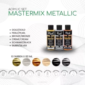 Farby Akrylowe Metaliczne 6X60ml RICH