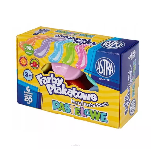 Farby Plakatowe Pastelowe Astra 6 kolorów