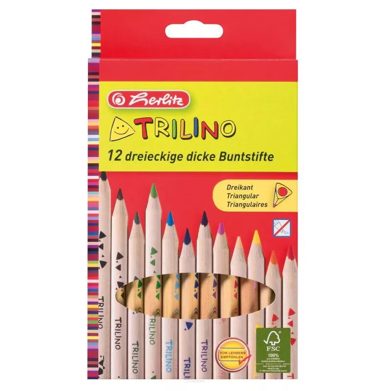 Kredki trójkątne grube Trilino Herlitz 12 kolorów