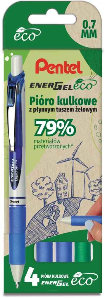 Pióro Kulkowe Zestaw 4 Szt. Pentel 0,7 mm Zielony SmartKleks.pl