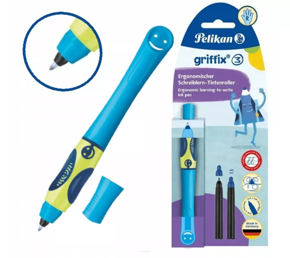 Pióro Kulkowe Dla Praworęcznych Pelikan Griffix 3 Neon Blue