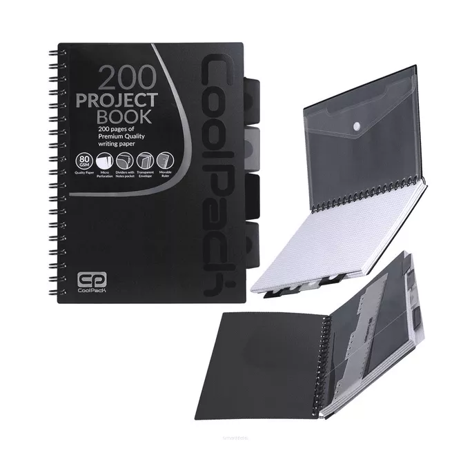Kołozeszyt  B5/200 Kratka Przekładki Cool Pack Szary