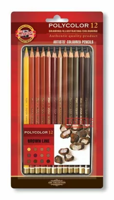 Zestaw Kredek Polycolor - Koh-I-Noor - Odcienie Brązu, 12 szt