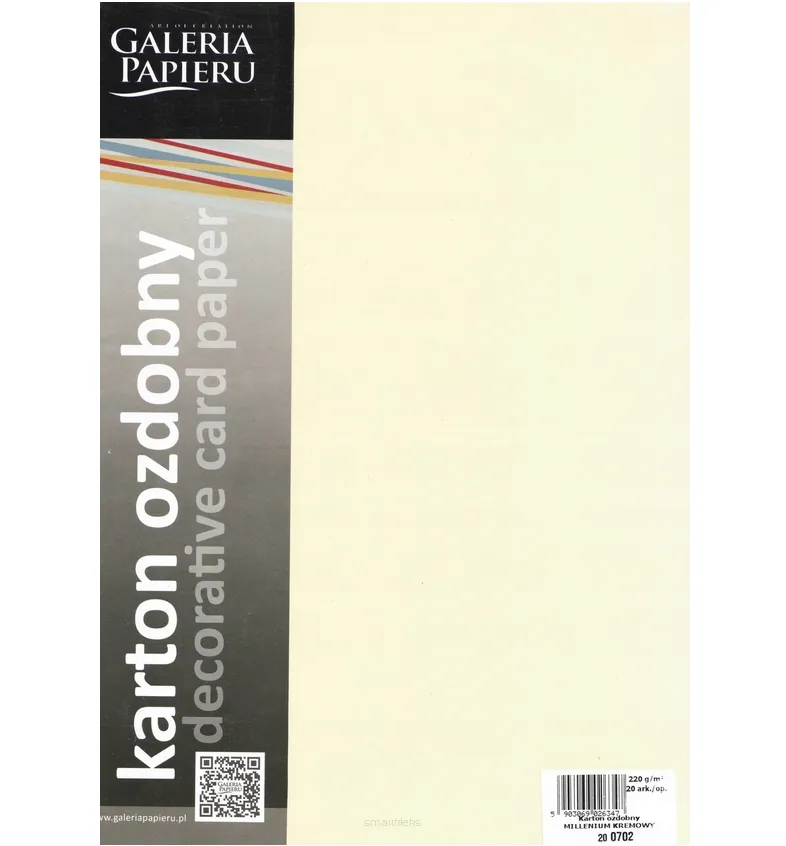 Karton Ozdobny Milenium Kremowy A4 Galeria Papieru smartkleks.pl