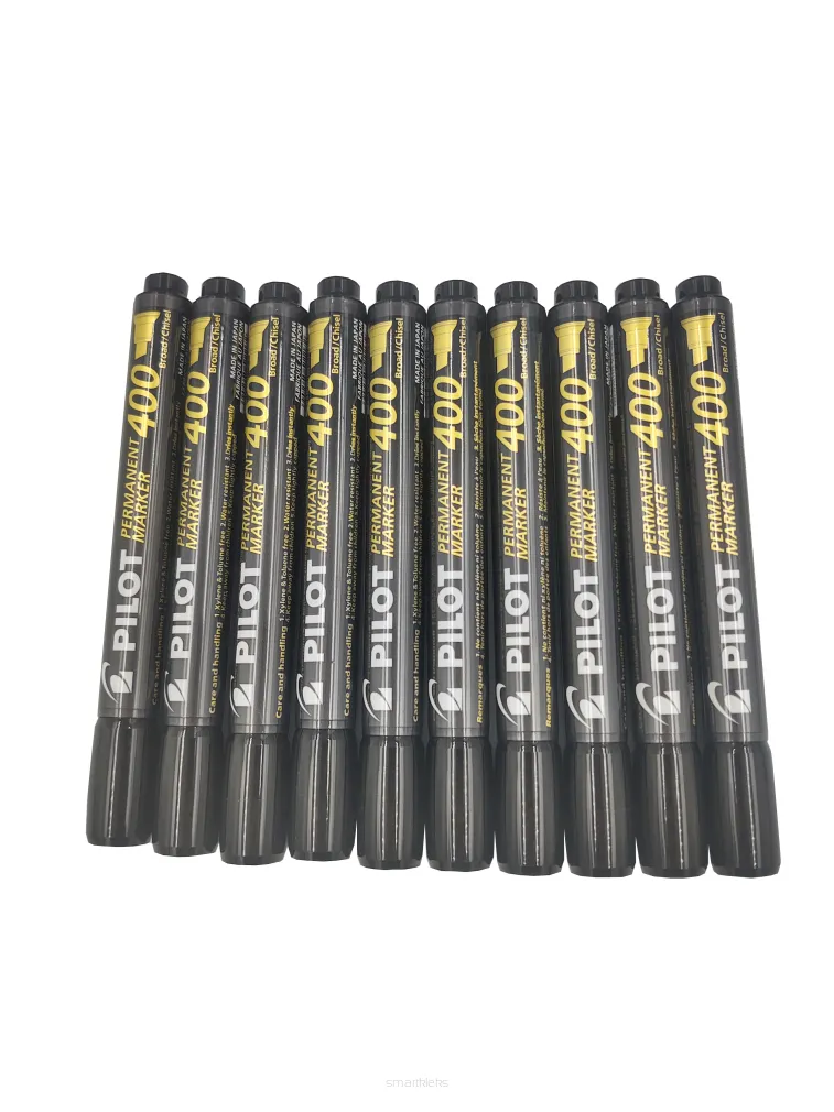 Zestaw 10x Marker permanentny ścięty Pilot SCA-400-B Czarny