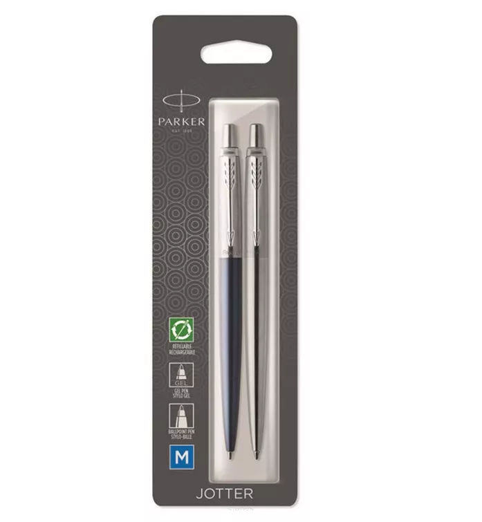 Zestaw Parker Jotter Duo długopis Royal Blue CT + długopis Stalowy Gel CT smartkleks.pl