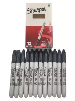 Zestaw 12x Marker Budowlany Permanentny Sharpie Fine Szybkoschnący Czarny