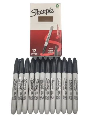 Zestaw 12x Marker Permanentny Sharpie Fine Szybkoschnący Czarny