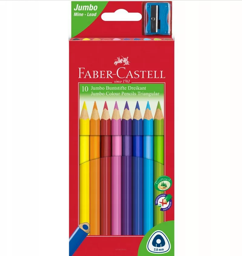 Kredki trójkątne Jumbo Faber-Castell 10 kolorów smartkleks.pl