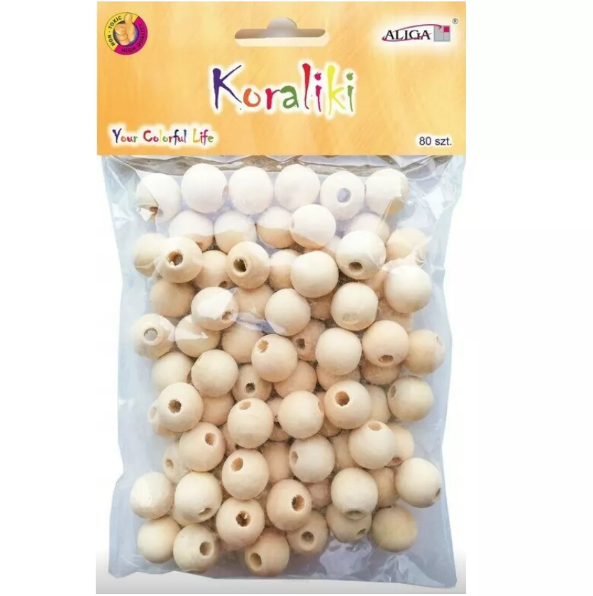 Koraliki Drewniane 80szt. 14mm. Aliga