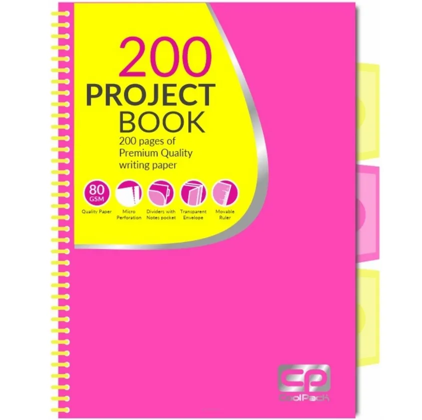 Kołozeszyt  A5/200 Kratka Przekładki Project Book Róż smartkleks.pl