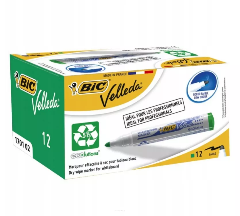 12x Marker Do Tablic Suchościeralnych BiC Velleda Zielony