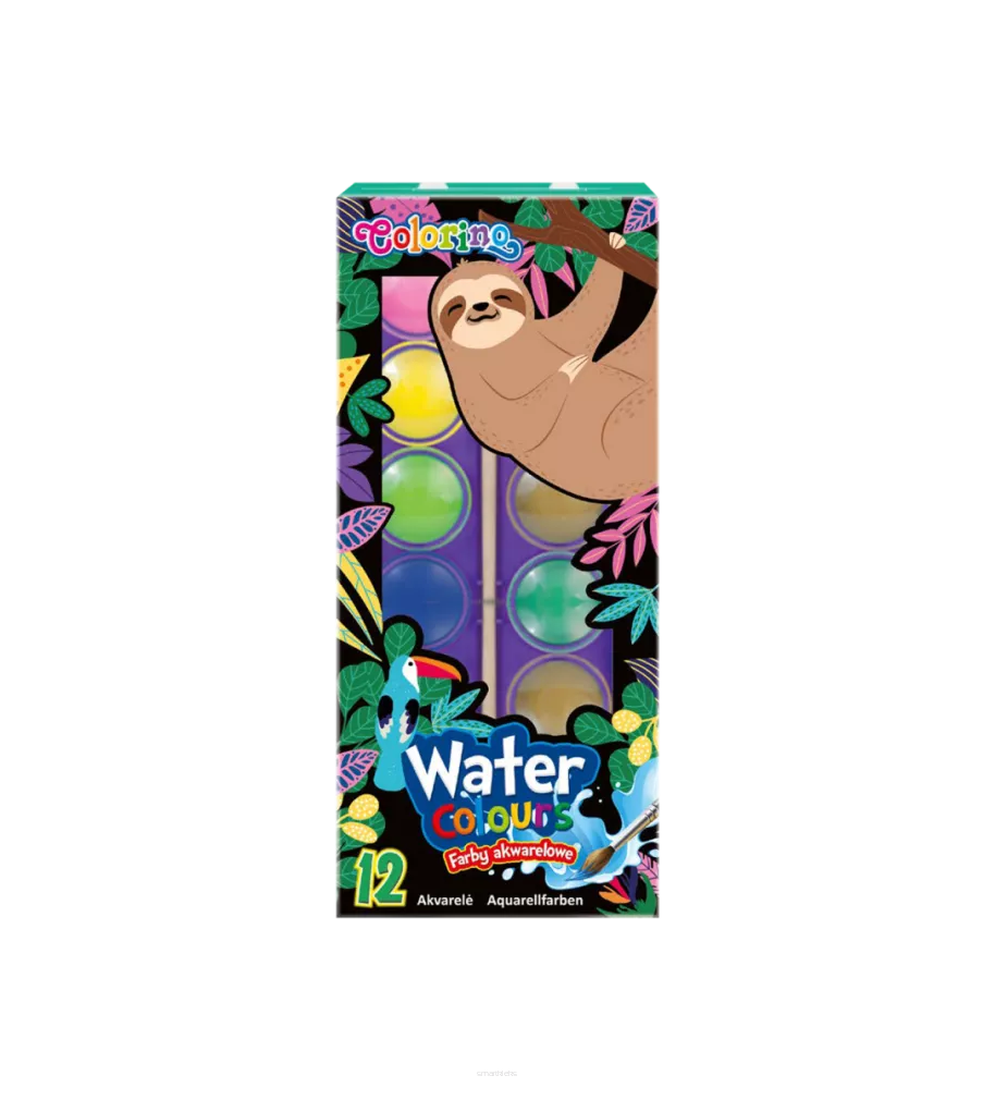Farby Akwarelowe 12 Kolorów + Pędzel Colorino Wildkid SmartKleks.pl