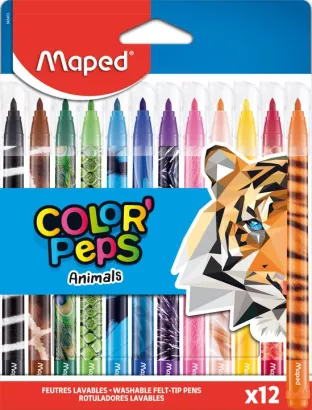 Flamastry Maped Color' Peps Animals 12 kolorów